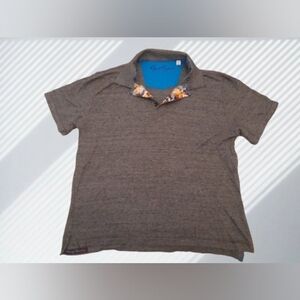 Robert Graham Gray Polo Shirt with Floral Accent XL